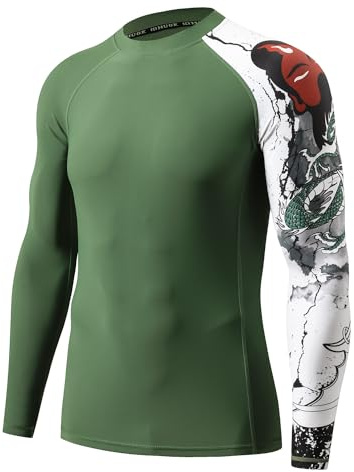 HUGE SPORTS Camisetas de baño para hombres UPF 50+ de secado rápido, manga larga, compresión, camiseta de neopreno para hombres, 3XL