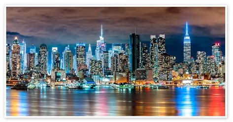 New-York-Skyline bei Nacht Poster von Sascha Kilmer 140 x 70 cm Wandbilder Wanddeko