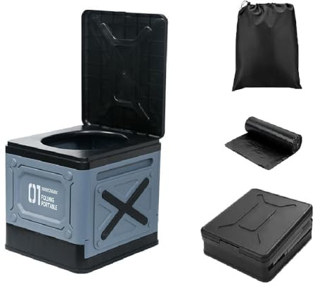 Portable Camping Toilet Foldable Porta Potty for Adults Kids, Camp Toilet for Travel Hiking, Upgraded Soft Portable Potty Lightweight, Waterproof Camping Potty