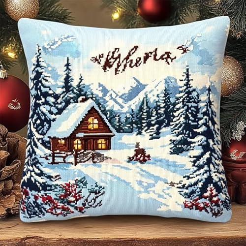 Kit de almohada de gancho de ganchillo, cojín de hilo de ganchillo, tapete de lona preimpreso, kit de gancho y pestillo para adultos, principiantes, manualidades, decoración de sofá, 17 x 17 pulgadas