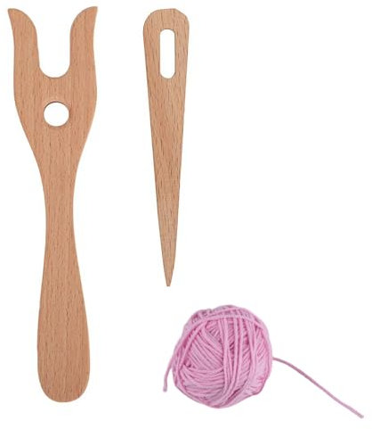 2 Stück Strickgabel,Strickwerkzeuge Aus Holz,Strickgabel Für Kinder,Geeignet Für Handgefertigte Diy-Produkte,Handgefertigte Seile,Kreatives Weben,Weben Von Armbändern Und Halsketten