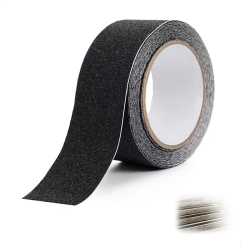 mimzemamz Nastro Antiscivolo per Gradini, 5cm x 10m Strisce Antiscivolo per Scale, Strisce Antiscivolo Adesive per Scale, Pavimenti Scivolosi Interno e Esterno, Nero