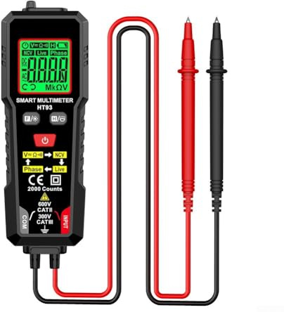 HT93 Multímetro digital inteligente de mano True RMS Rango automático NCV Voltaje Probador de resistencia de corriente con retroiluminación LCD Linterna para pruebas eléctricas en comercial industrial
