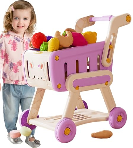 Chariot D'épicerie pour - Chariot D'épicerie De 45 Cm, pour Alimentation, Jouet De Poussée pour Stable, Rôle d'apprentissage Créatif | Playset Interactif du Supermarché