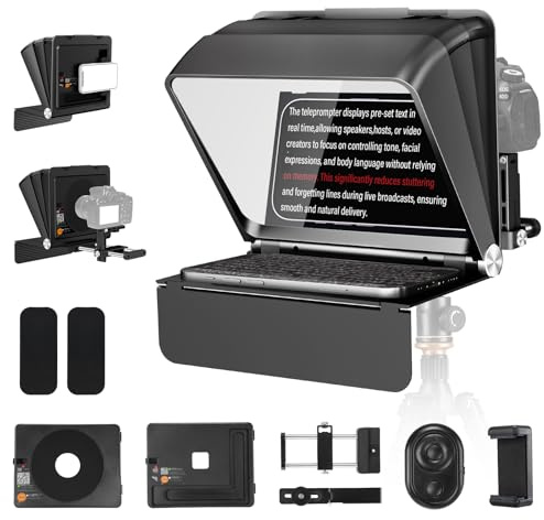 Soonpho T3 Teleprompter Compatibile Per Fotocamere Con Schermo Fino 7,9 Supporta Obiettivi Grandangolari da 24–35mm Con App Controllo Remoto Comando Bluetooth Per Interviste Vlog