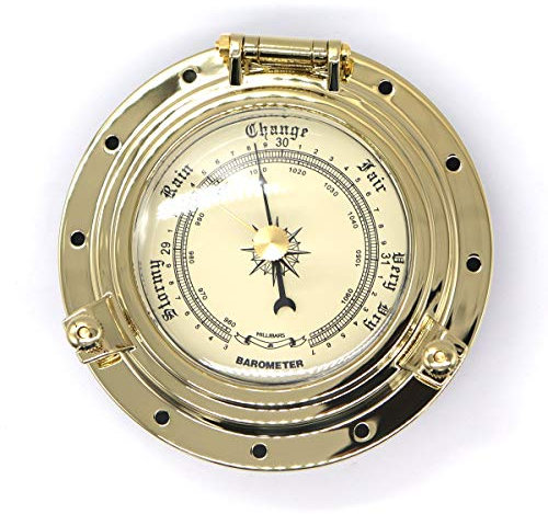 Tutoy Or Chrome Romain Vintage Baromètre Horloge Bateau Marine Camper Van Caravane Camping-Car RV - Or