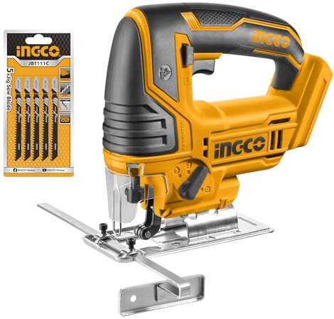 INGCO 20V Lithium-Ion Cordless Jig Saw (Body only) 2400RPM, 4 Position Pendulum with 5Pcs Blades CJSLI8501