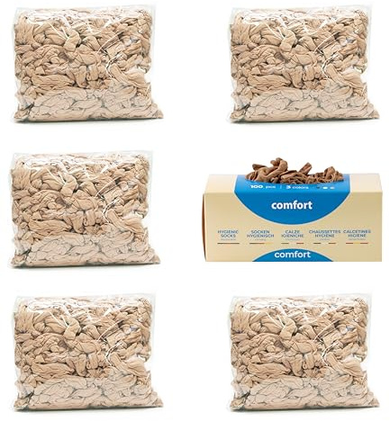 Pedsox, Calze Igieniche Monouso per Prova Calzature, Busta Refill 500 pezzi, Linea Comfort, Unisex, Taglia Unica, Nudo