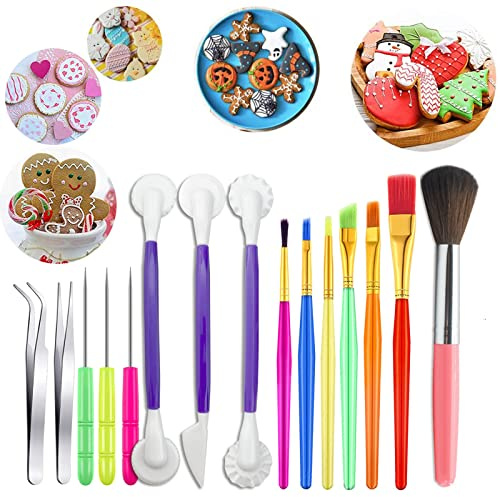 Pincel para Tartas, 15 Piezas Pinceles para Fondant, Pinceles para Galletas, Pinceles Decoración para Uñas, Para La Decoración Diy de Pasteles, Galletas y Fondant