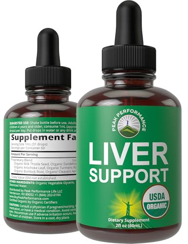 USDA Organic Liver Cleanse Detox & Repair. 6-in-1 Liquid Drops with Organic Milk Thistle, Artichoke Extract, and More. Zero Sugar, Liver Health Support Tincture Supplement Alternative to Capsules