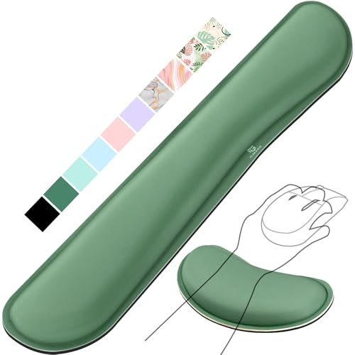Gimars Reposamuñecas Teclado y Ratón, Reposa Muñecas Espuma con Memoria para Teclado Ergonómico Sedoso, Reposamuñecas Mouse Pad para Alivio del Dolor, Ordenador para Gaming Gamer Oficina, Verde Oscuro