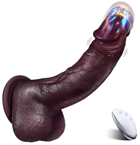 Sex Toys Thrusting Dildo Vibrator, Lifelike Heated Silicone Black Dildos with 10 Thrusting & 10 Vibrating Modes for G Spots clit Anal stimulater, Realistic Penis Adult Sex Toy for Women Couple Play