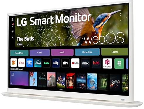 LG 32SR70U-W 32-Inch 4K UHD Smart Monitor with IPS Display webOS 23 USB Type-C Speakers x2 HDR 10 AirPlay 2 Screen Share Bluetooth Remote - White