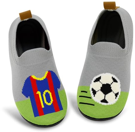 qpyysz Pantoufles pour enfant garçon - Chaussons de gymnastique pour garçon - Pieds nus - Chaussons de maternelle - Pantoufles respirantes et antidérapantes, Football, 22.5/23.5 EU Large