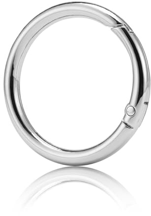 QIUTIMIY 15 mosquetones redondos de metal con resorte de gatillo para hacer manualidades, llaveros, hebillas, bolsos, bolsos (plata, 25 mm)
