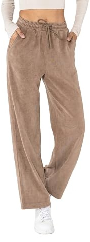 Nina Carter J253 - Pantalones de chándal para mujer, de terciopelo, corte relajado, aspecto de pana con cintura elástica y pierna ancha, M