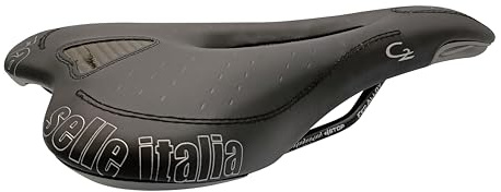 Selle Italia C2 Gel Flow Racing - Mjuk Gelcykelsadel, Smalt Säte, Antivibration, Stål-Järnram, Vattentät - Storlek S2, Svart