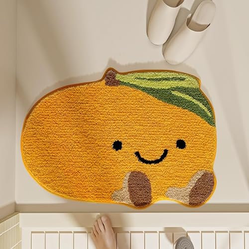 Badematte rutschfest Orange Badezimmerteppich Groß,Badteppich rutschfest Waschbar,Teppich Badezimmer Dicker Mikrofaser, Duschvorleger Saugfähige,Badvorleger Deko Fussmatte