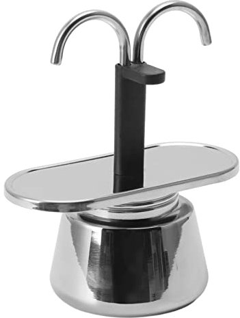 Goshyda Moka Pot, 2 Cup 100ML Stainless Steel Spout Stovetop Coffee Maker, Italian Double Tube Espresso Maker for Outdoor Travel Enjoy Delicious Coffee Quikly