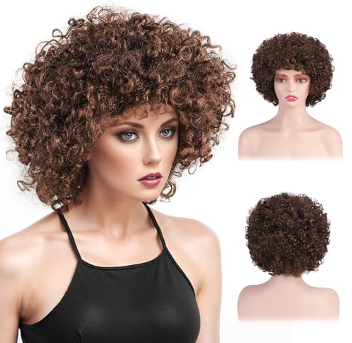 dellyy Parrucca Afro Extra Large, Parrucca Afro 200g, Capelli Afro Donna Uomo Universale, Parrucca di Carnevale, Adatta per l'uso quotidiano, Carnevale, Gioco di ruolo, Halloween (marrone)