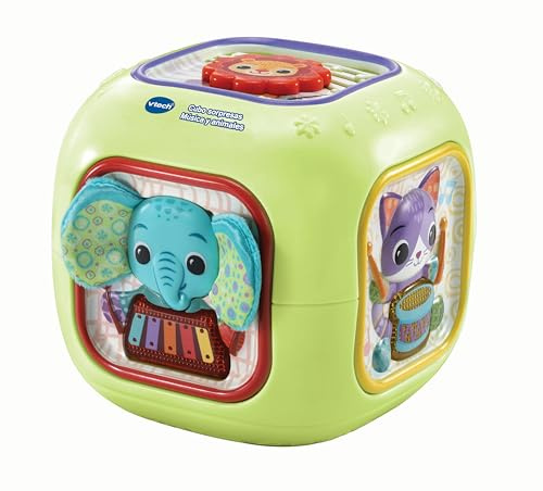 VTech-Baby Cubo sorpresas Música y Animales, Juguete Interactivo, Actividades sensoriales, Aprendizaje temprano, Vocabulario y Conceptos Musicales, Regalo bebés +6 Meses, Versión ESP