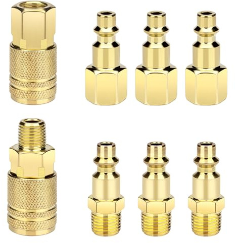 8 Pack Air Hose Fittings 1/4-Inch NPT Quick Connect Air Compressor Fittings, Universal Air Coupler and Industrial Plug Kit (8)