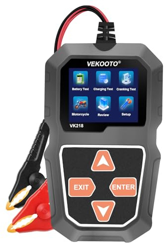 VEKOOTO VK218 6V/12V Car Battery Tester for Automotive, AGM Gel EFB Lead-Acid Battery Analyzer, 100–2000 CCA Cranking & Charging Test, SOH SOC Voltage Internal Resistance Display, for Cars & Motor