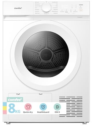 Comfee Wärmepumpentrockner, 8kg, Energieklasse D mit Wärmepumpentechnologie, UV-Licht für hygienische Reinheit, Auffrischen, LED-Display,Schnelltrocknen,CD08EHP05W,Weiß [Energieklasse D]