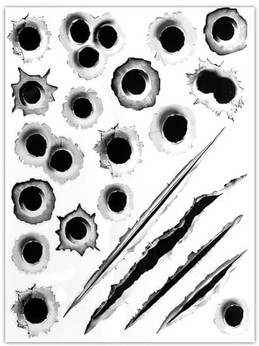 Surosha 3D Bullet Hole Car Stickers, Bullet Hole Decals, Funny Prank Auto Body Scratch Tattoo Decal, Automotive Tattoo Decorations Accessories Waterproof Car Sticker for Bumper Window Helmet (Style A)