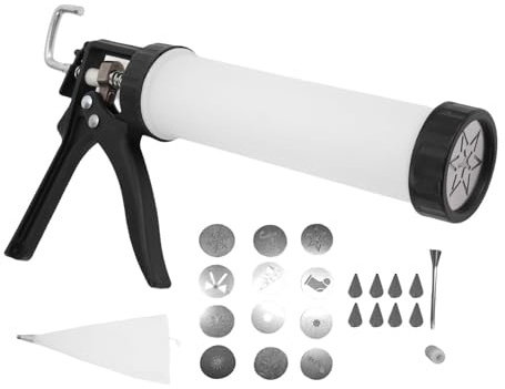 Máquina para hacer churros manual, kit de pistola para churros ABS de aleación de aluminio Juego de prensa de galletas versátil con discos para mangas pasteleras Puntas para