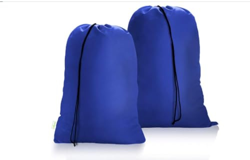 OTraki Set di 2 sacchi per la biancheria da viaggio 70x90 cm, cesto portabiancheria impermeabile, sacco per la biancheria sporca con coulisse, grande sacco pieghevole con coulisse per campeggio (nero)