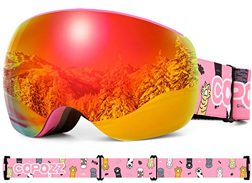 COPOZZ Kids Ski Goggles, OTG Snow Goggles for Kids Age 6-12