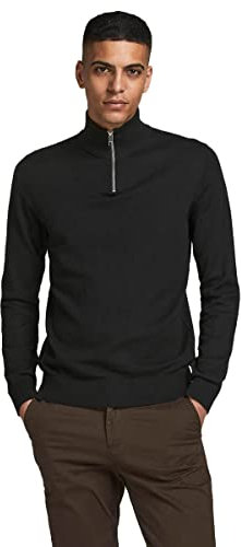 JACK & JONES Male Strickjacke mit Viertelreißverschluss Einfarbig Strickjacke mit Viertelreißverschluss