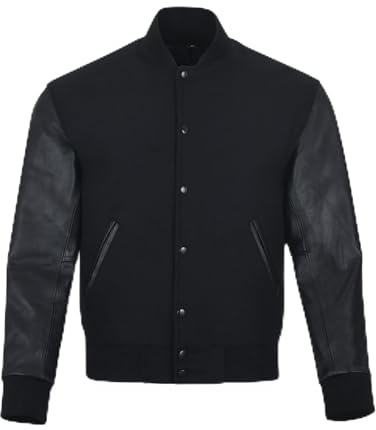 warrior gears Chaquetas universitarias para Hombre con Cuerpo de Lana y Mangas de Cuero, Chaqueta Bomber clásica Retro de Moto Letterman para Hombre