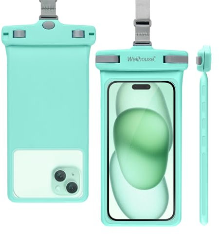 Universelle wasserdichte handyhülle mit Lanyard Handy IP8X Tauchen im Freien Strand unter Wasser bis zu 7,0 wasserdichter beutel 3D HD TPU staubdichte Touch-Telefonhülle für iPhone Crystal Mint