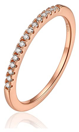 MomentWish Alliance Femme Or Rosé, Moissanit Diamant Bague de Fiançailles Femme Homme Couple Cadeau-Taille50.5