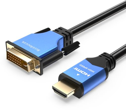 BlueRigger DVI to HDMI Adapter Cable 50FT (High-Speed, Bi-Directional, Gold Plated Male to Male, 1080p) - HDMI to DVI cable for Raspberry Pi, Roku, Xbox, PS5/PS4/PS3, Graphics/Video Card, Monitor HDTV