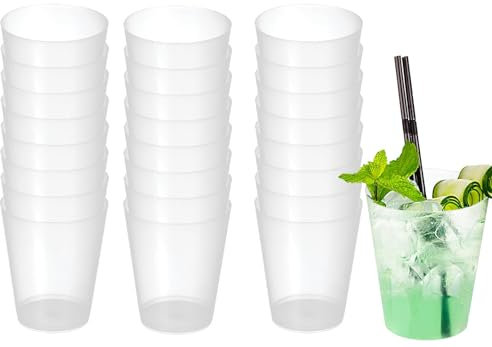 Vasos de Sidra de Plástico Transparente, Vasos de Plástico Irrompibles Flexible Ecológico y Reutilizable para Servir Bebidas Calientes y Frías, Ideal para Fiestas, y Camping- 600 ml, 25 Unidades