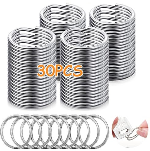 30 Stück 25mm Schlüsselringe Flach edelstahl, Schlusselring Edelstahl Round Key Rings, Flache Schlüsselanhänger Ringe für Hausschlüsseln, Autoschlüsseln Und Diy-Kunst