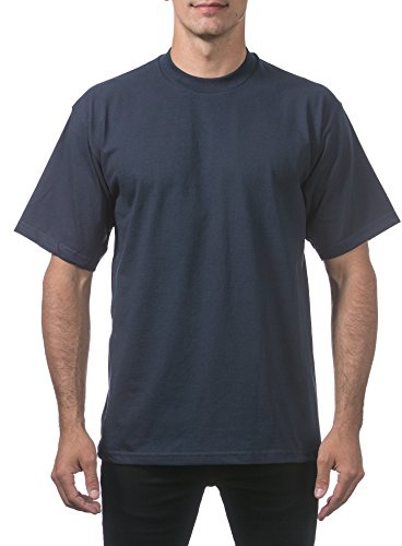 Pro Club Men's Heavyweight Cotton Short Sleeve Crew Neck T-Shirt, Navy, 4XL/Tall