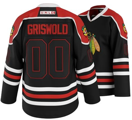 UNLC Griswold Youth #00 Movie Hockey Jersey – Stitched Letters & Numbers, Authentic Fan Apparel, Breathable Polyester, S-XL Black Kids