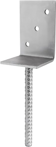 Parotec Pied de support type L pour charpente, montage, 84 x 90 x 135 x 5 mm, support de poteau à encastrer, forme en L, charge lourde, galvanisé, connecteur d'angle, ancrage béton, fixation