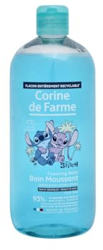Corine de Farme Disney skumbad, Stitch - Sea Salt Duschgel för barn från 3 år - Formulation Clean Beauty, 100% fransk tillverkning - 500 ml