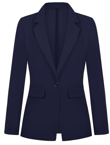 Kyzoeyou Blazer para Mujer Traje de Un Botón Chaqueta Blazers Solapa con Muescas Casual Elegante Clásico Formal Manga Larga Ropa de Trabajo Traje con Solapa, S