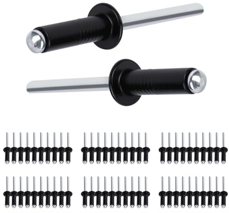Set di rivetti ciechi neri da 60 pezzi, in alluminio/acciaio, 4,8 mm x 16 mm, rivetti ciechi, rivetti pop, per costruzione, marine, automobili e mobili