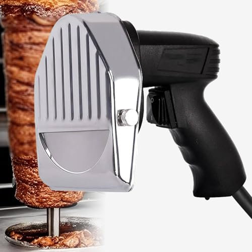 Affettatrice per kebab turca commerciale, con coltello elettrico per kebab Gyro Shawarma a 2 lame da 80 W, efficienza di taglio 60 kg/h, spessore regolabile da 0 a 8 mm.,Wiretype