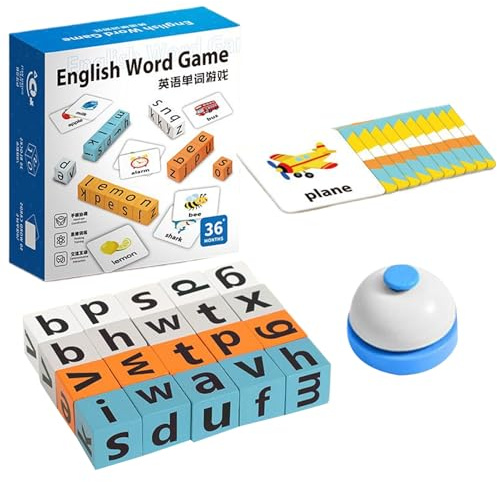 Interactive Word Toy, English Alphabet Blocks, Matching Game with Skill Building Feature, Early Learning Set for Language Practice, Kids Spelling Toy with Safe Design, Game for Preschool