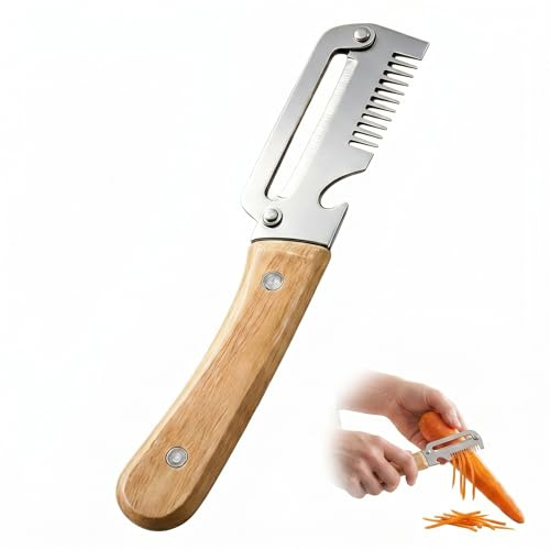 Pelapatate Multifunzione 3 in 1 Professionale per Frutta e Verdura, Pela Patate e Verdure con Lama in Acciaio Inox, Affetta Verdure a Julienne e Sbucciatore Ergonomico per Cucina