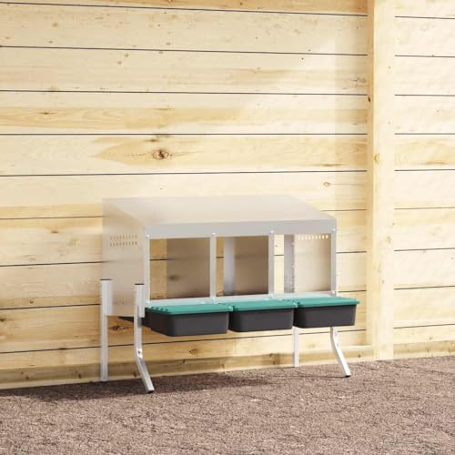 QUAHEAS Nido per polli, 3 scomparti, con gambe in acciaio zincato e plastica polipropilene, resistente alle intemperie, per giardino, balcone, stalla con gambe flessibili regolabili in altezza e