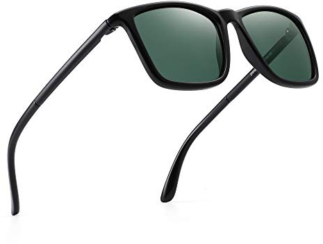 JIM HALO Gafas de Sol Polarizadas. Cómodas y Resistentes. Máxima Protección UV400. Para Hombre y Mujer. [Montura Negra - Lentes Verdes]